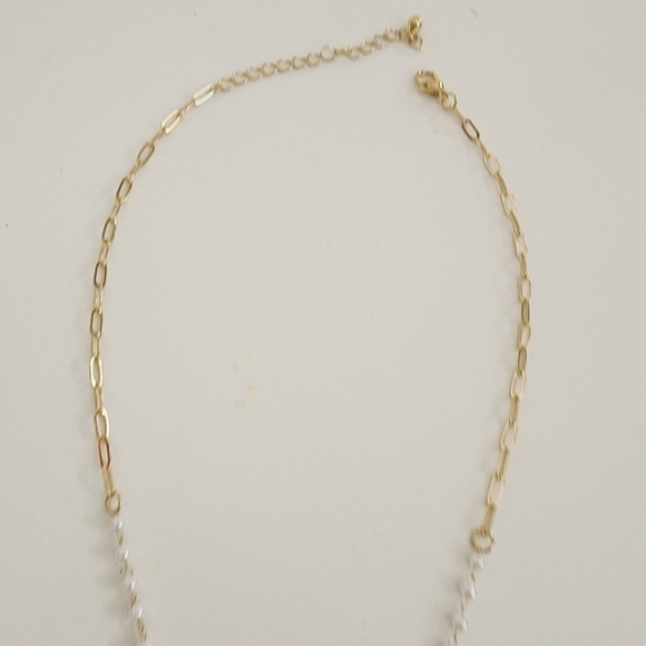 NEW Heart Lock Pearl Necklace Rhinestone Embellished Delicate - Picture 7 of 7